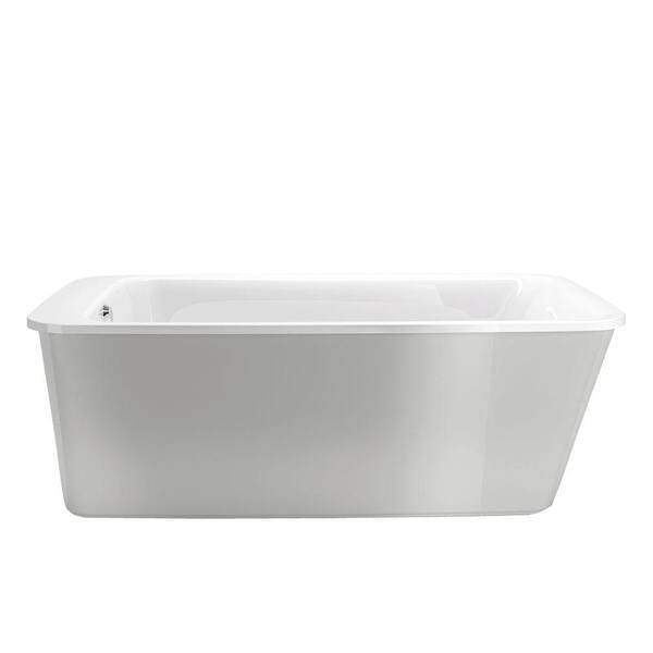 MAAX Lounge 5.3 ft. Fiberglass Flatbottom Reversible Drain Non-Whirlpool Bathtub in Platinum Grey