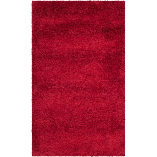 Milan Shag Red 3 ft. x 5 ft. Solid Flokati Area Rug
