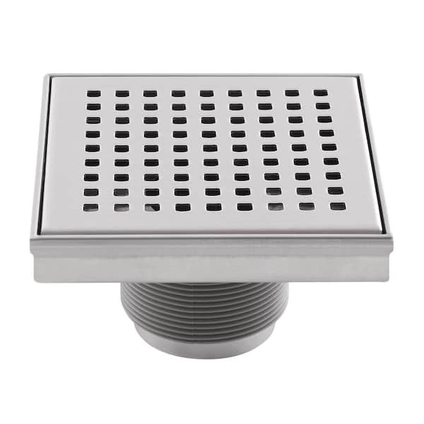 Mediterraneo 6 in. Square Shower Drain in Stainless Steel with Square Design