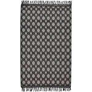 Black and Ivory 2 ft. x 3 ft. Geometric Area Rug