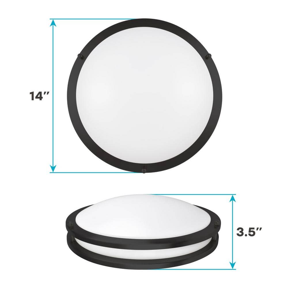 Matte Black 14" LED Flush Mount Ceiling Light with Color Temperature Control