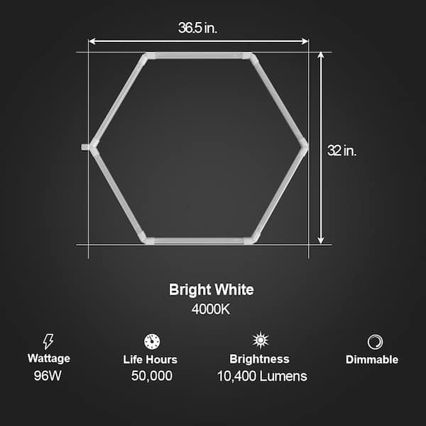 Feit Electric Flexagon 21 ft. Integrated LED 8-Grid Hexagon White