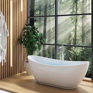 67 in. x 28 in. Acrylic Freestanding Soaking Bathtub with Reversible Drain in White