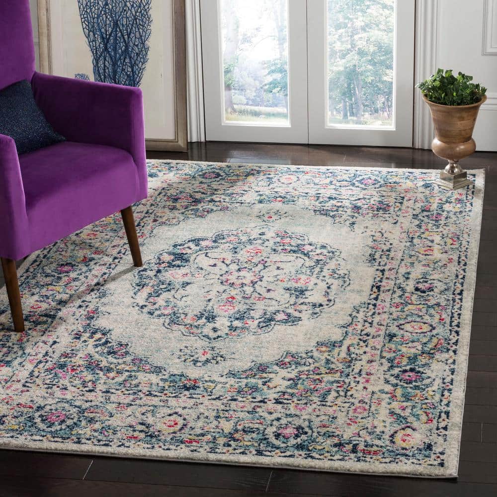 Reversible Easy-Care Synthetic Gray Rectangular Area Rug