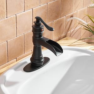 Single Hole Single-Handle Low-Arc Bathroom Faucet in Matte Black