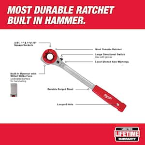 Lineman's High Leverage Ratcheting Wrench with Milled Strike Face and 12 in. Canvas Utility Bucket Tool Bag