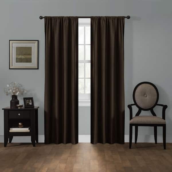 Zenna Home Chocolate Geometric Thermal Blackout Curtain - 50 in. W x 84 in. L