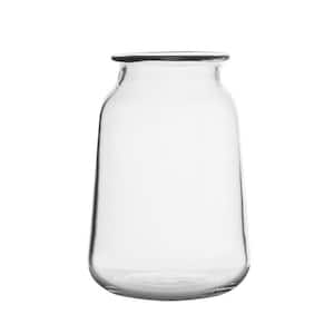 9.5-in Glass Milk Bottle Vase, for Use with Dried or Faux Flowers and Greenery
