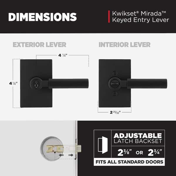 Kwikset Mirada Matte Black Keyed Entry Door Handle Featuring