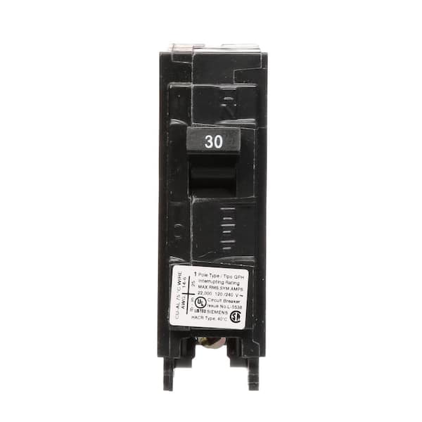 Siemens 30 Amp 1-Pole 22 kA Type QPH Circuit Breaker