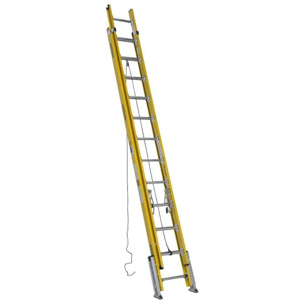 Werner 24 ft. Fiberglass D-Rung Leveling Extension Ladder with 375 lb. Load Capacity Type IAA Duty Rating