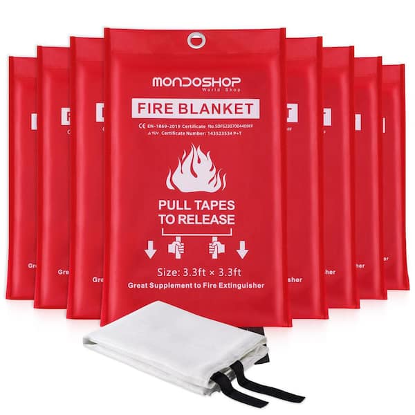 8-Pack Fireproof Blanket for Home Kitchen Emergency, Fire Suppression Blanket for Car, Fireplace, Camping, Picnic, Grill