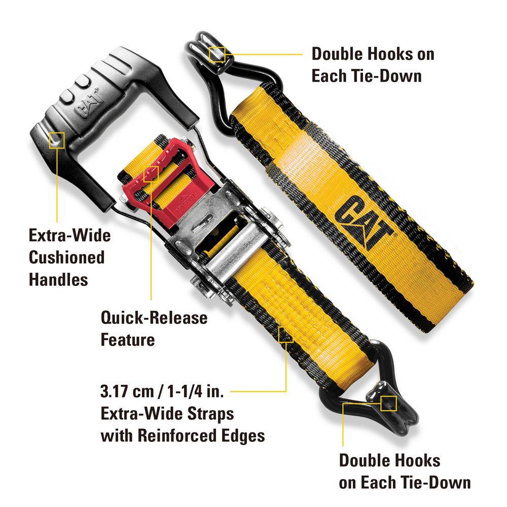 16 ft Yellow and Black Stainless Steel Ratchet Tie Down Set