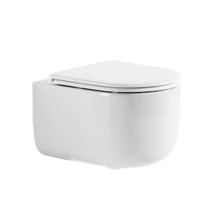 Round Wall-Hung Toilet Bowl White Modern Style with Powerful Tornado Flush, Easy-Clean Rimless Design, Adjustable Height