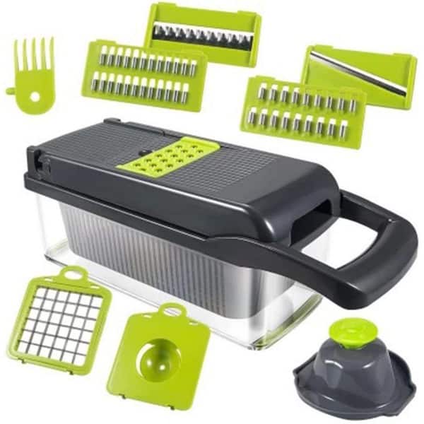 Stainless Steel 16-in-1 Vegetable Chopper with 5-Blades, 1.5L Container, Mandoline Slicer, Kitchen Essential Gadget