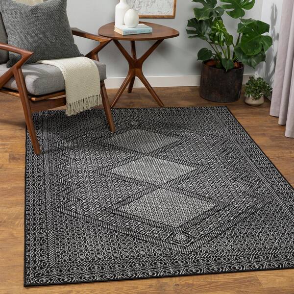 Freya Gray Modern Washable Area Rug, 5x7, Sold by at Home