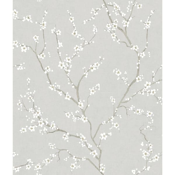 York Wallcoverings Grey Cherry Blossom Vinyl Peel & Stick Wallpaper Roll (Covers 28.18 Sq. Ft.)