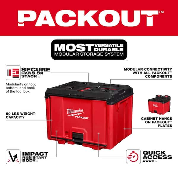 Milwaukee 48-22-8445 Packout 19.5 in. W x 14.7 in. H x 14.5 in. D Cabinet in Red (1-Piece) - 2