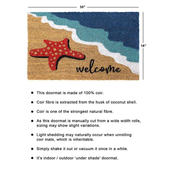 Life's A Beach Starfish Doormat 18 x 30 Extra Thick Handwoven, Durable