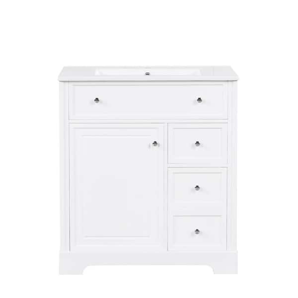 FUNKOL Fashionable 36 in. X 18.3 in. x 33.3 in. Freestanding Bath Vanity in Black with White MDF Top