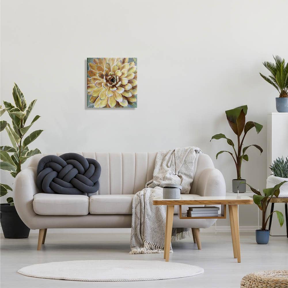 Yellow Botanical Succulent Bloom Canvas Wall Art, 17 x 17