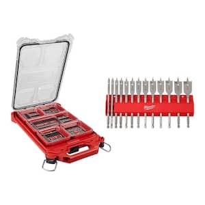 SHOCKWAVE Impact Duty Alloy Steel Screw Driver Bit Set with PACKOUT Case with High Speed Wood Spade Bit Set (113-Piece)