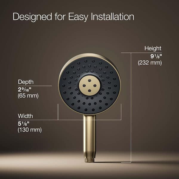 KOHLER Statement 3-Spray Wall Mount Handheld Shower Head 1.75 GPM in Vibrant French Gold