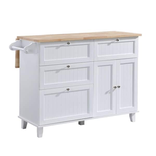 Nestfair Black Wood Base with Mdf Wood Top Rolling Kitchen Cart (16.93-in x 43.7-in x 35.83-in)