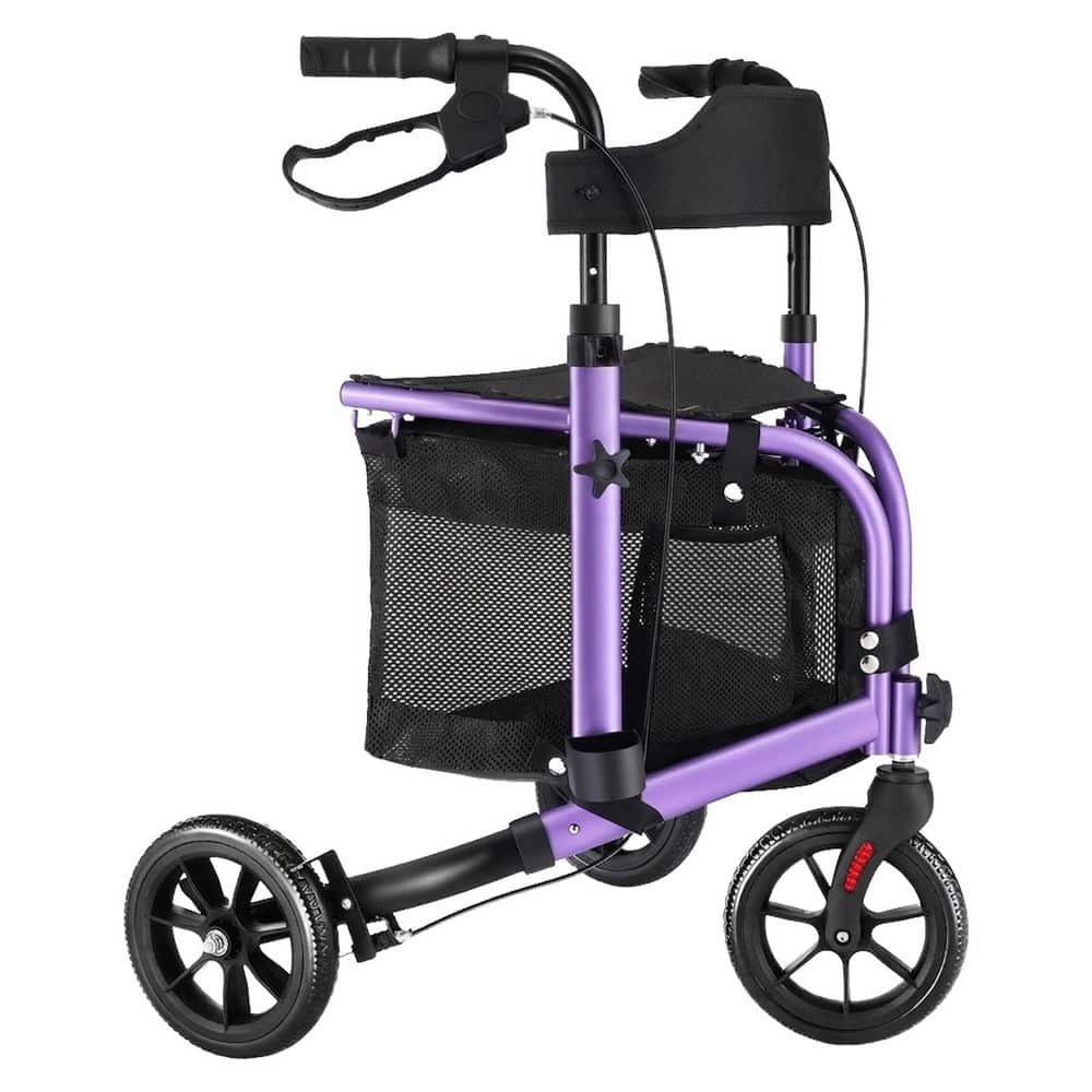 3 Wheel Series Lightweight Foldable Rollator Walker with Padded Seat and Backrest Mobility Aid in Purple price history on PriceWatchPro