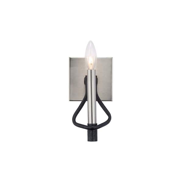 Varaluz To Circuit with Love 1-Light Textured Black/Brushed Nickel Bath Light
