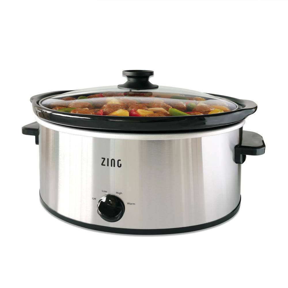 Zing 6 Qt. Oval Stainless Steel Slow Cooker with Glass LidSCO60SS