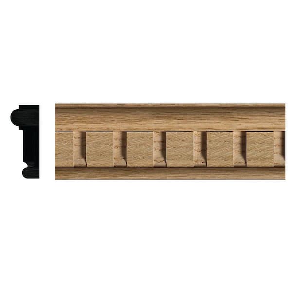 Ornamental Mouldings 27/32 in. x 2-1/8 in. Red Oak Dentil Chair Rail Moulding