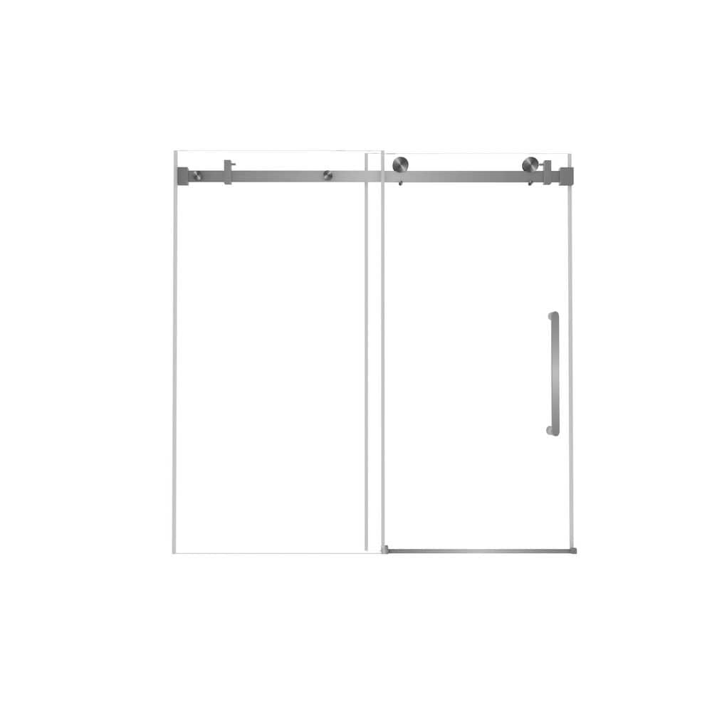 Velrix 60 in. W x 60 in. H Single Sliding Frameless Shower Door in Brushed Nickel with Clear Tempered Glass price history on PriceWatchPro