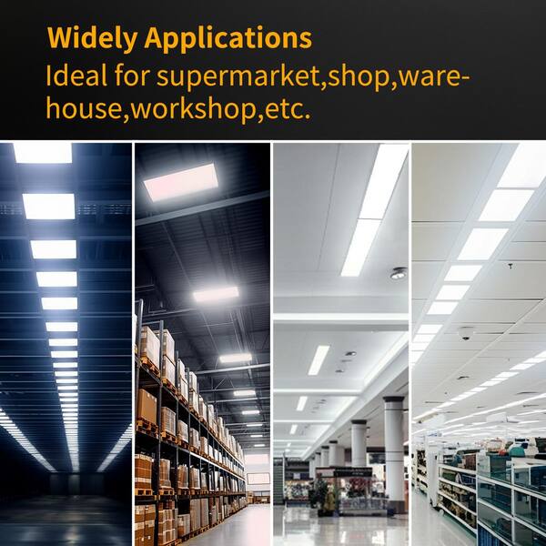 Bieuoram 2ft 400-Watt-Equivalent Integrated LED White High Bay Light 5000K Industrial Workshop Linear Hanging Light （2 Pack）