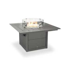 Slate Grey Square 42 in. Plastic Propane Outdoor Patio Fire Pit Table