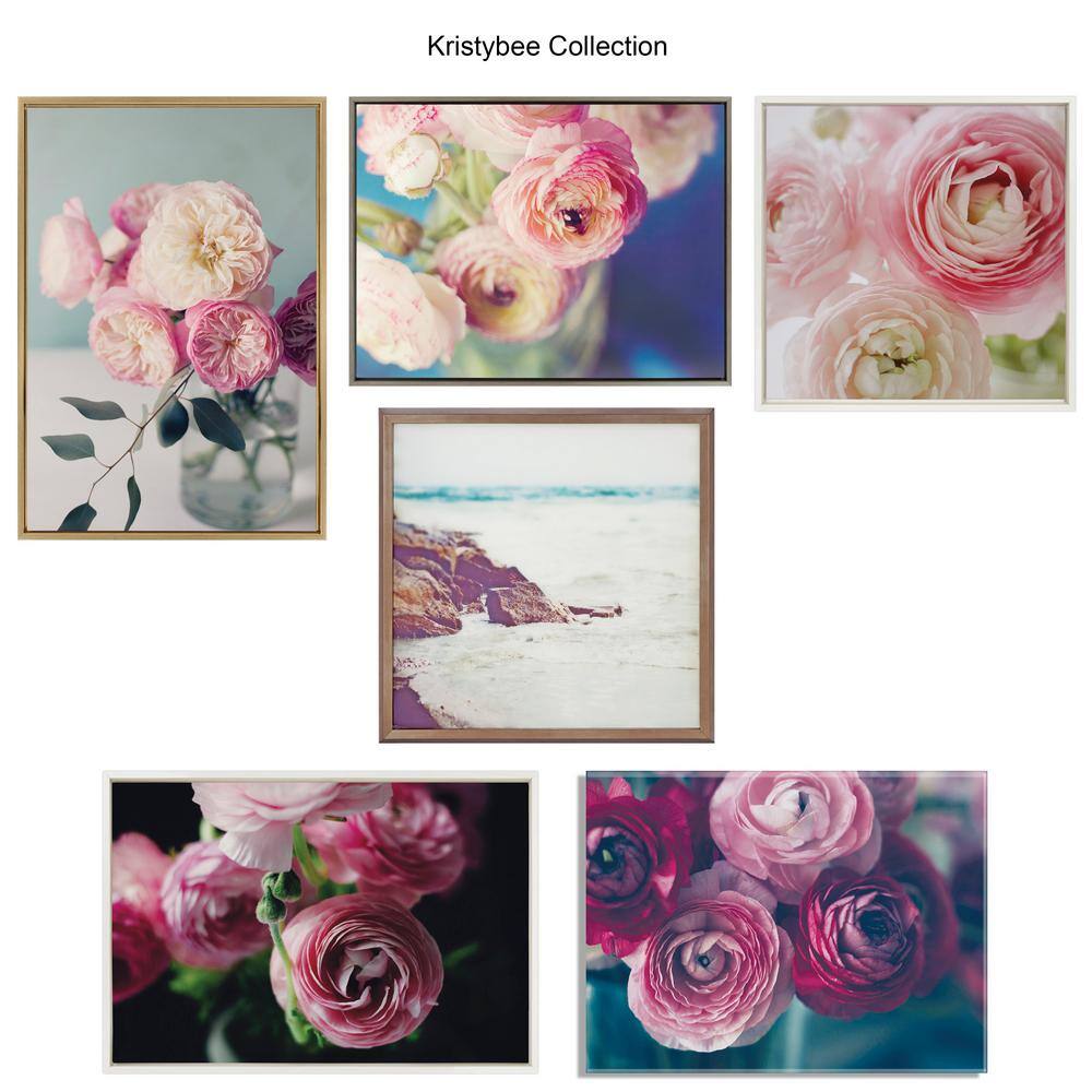 Kate and Laurel Sylvie Still Life Garden Roses Framed Canvas by Kristy Campbell, 23x33, Bright Gold