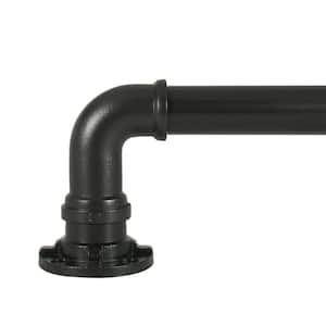 Industrial Wrap Around 36 in. - 72 in. Adjustable Curtain Rod 1 in. in Black with Finial