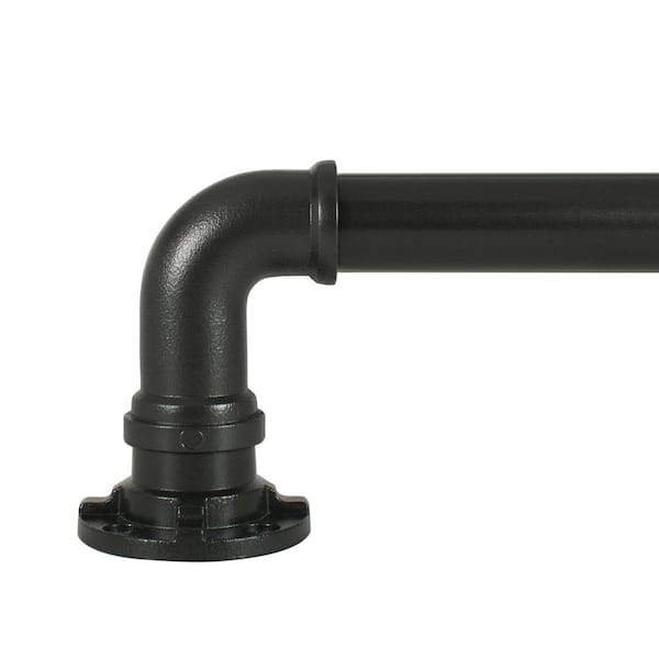 Decopolitan Industrial Wrap Around 72 in. - 144 in. Adjustable Curtain Rod 1 in. in Black with Finial