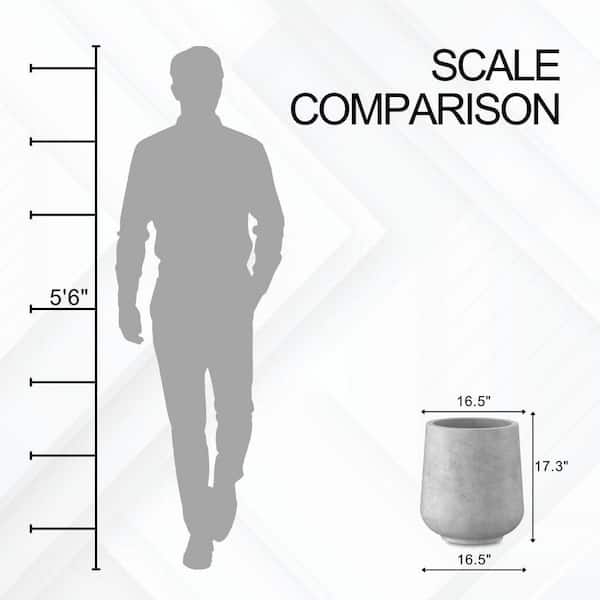 15.3" Dia Natural Concrete Round Planter with Drainage Plug for Home Garden Patio