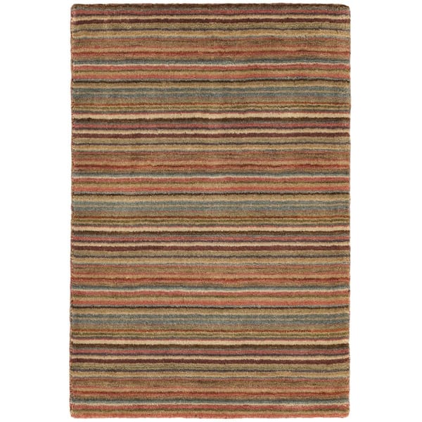 Brindle Stripe Hand Loom Knotted Wool Spice 3 ft. x 8 ft. Indoor Runner Rug