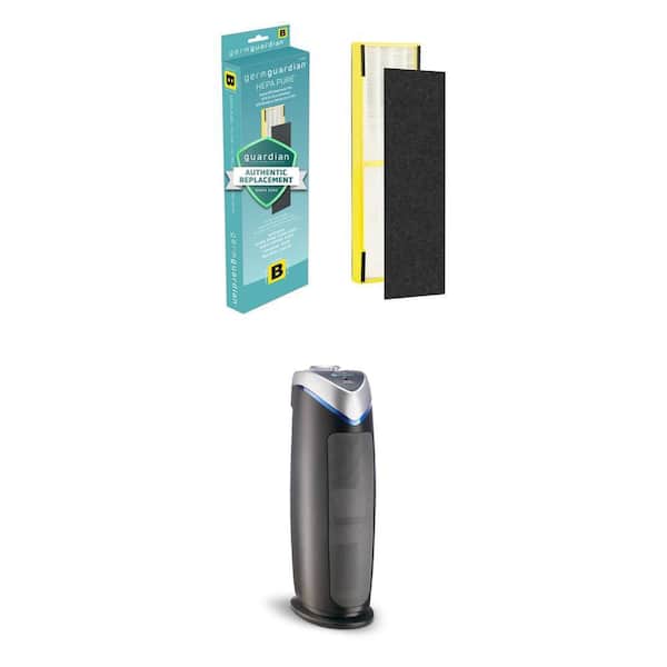 HEPA Filter & 743 sq. ft. Tower Air Purifier Combo: FLT4825 Type B Filter for AC4825, AC4880 + 22 in. Gray Purifier