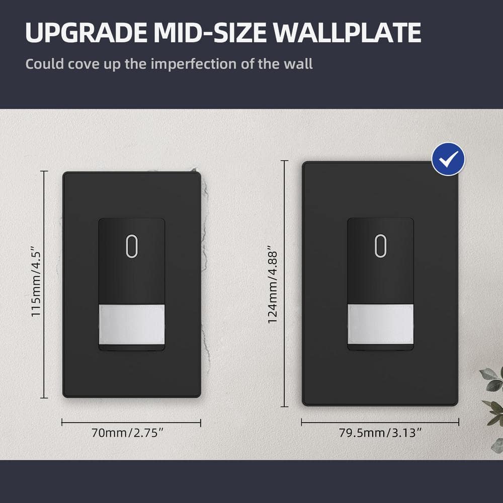 Black 1-Gang Screwless Decorative Wall Plate Set