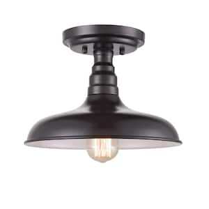 11.54 in. 1-Light Black Modern Semi-Flush Mount with No Glass Shade and No Bulbs Included (1-Pack)
