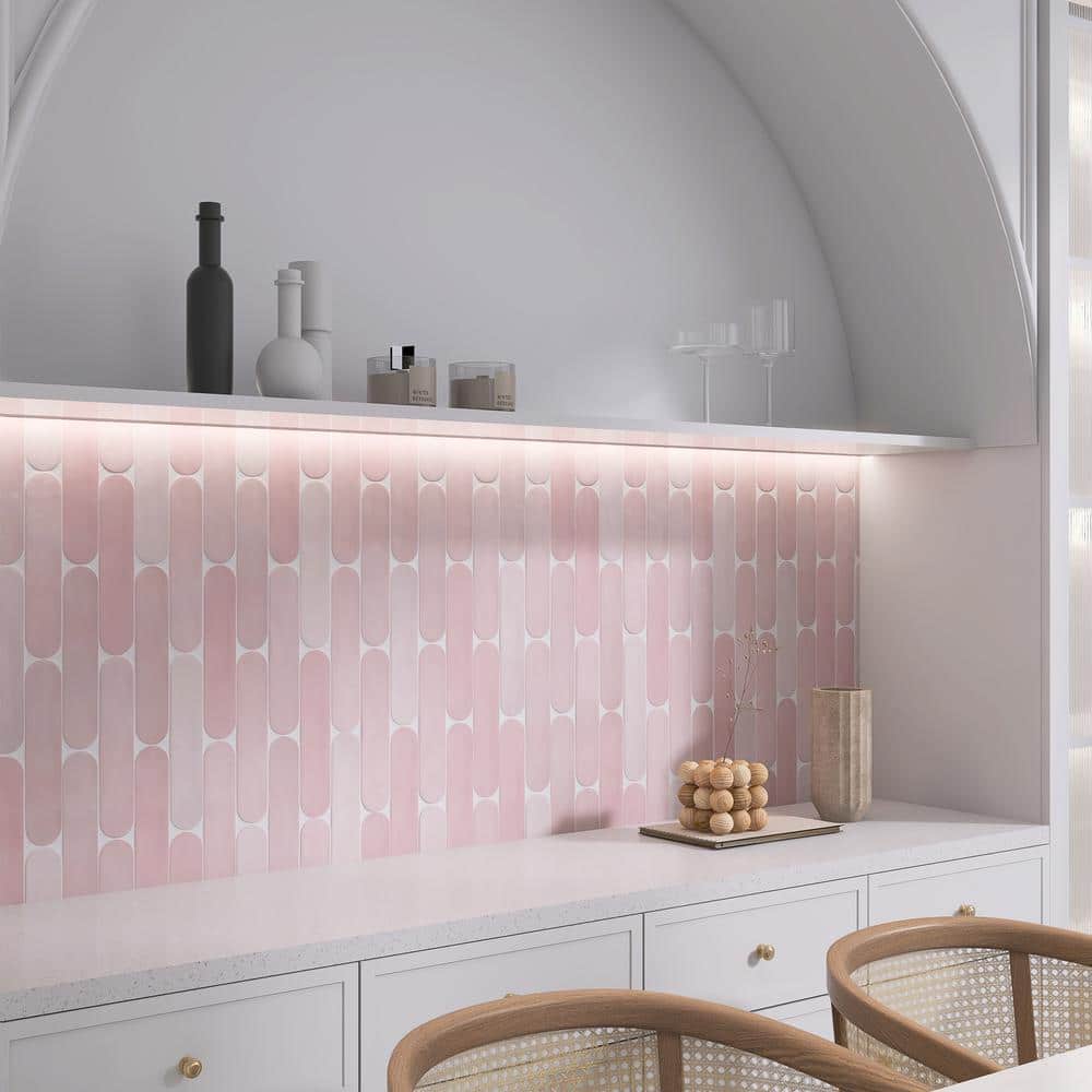 Rosa Pink Polished Ceramic Subway Wall Tile 2x9