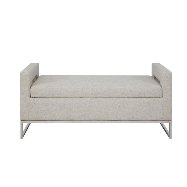 Madison Park Maye Grey Dining Bench 50 in. W x 20 in. D x 22 in. H Soft Close Storage Bench