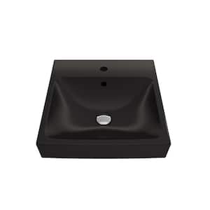 Scala Arch Wall-Mounted Matte Black 19 in. 1-Hole Fireclay Square Vessel Sink