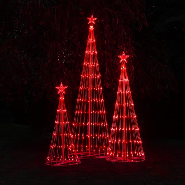Kringle Traditions 108 In Christmas Red Led Animated Lightshow Cone Tree With 274 Lights And Star Topper 74115 The Home Depot
