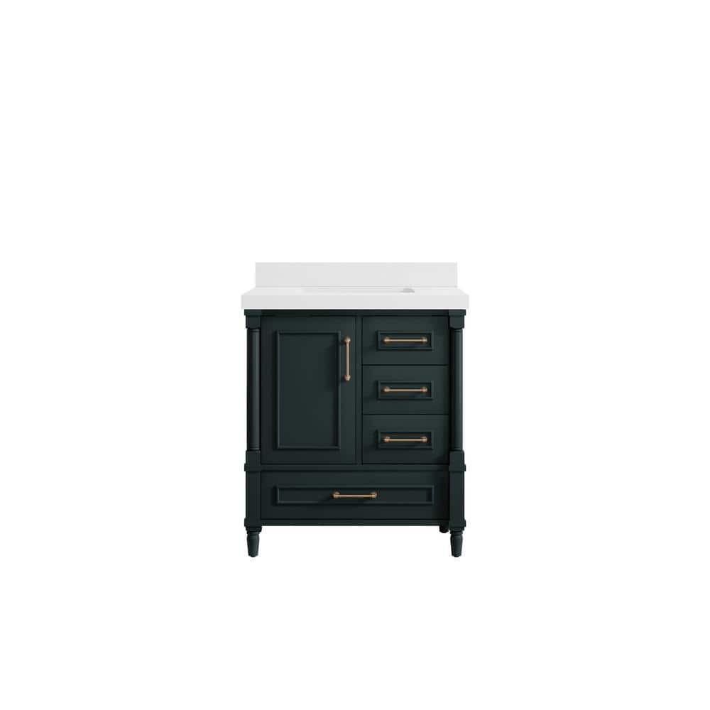 Hudson 30 in. W x 22 in. D x 36 in. H Bath Vanity in Dark Green with 2 in. White Quartz Top price history on PriceWatchPro