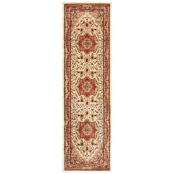 Lyndhurst 2 ft. x 16 ft. Ivory/Rust Oriental Runner Rug