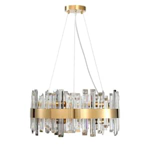 16-Light Gold Crystal Chandelier, Modern Round K9 Crystal Hanging Pendant Ceiling Light Fixture